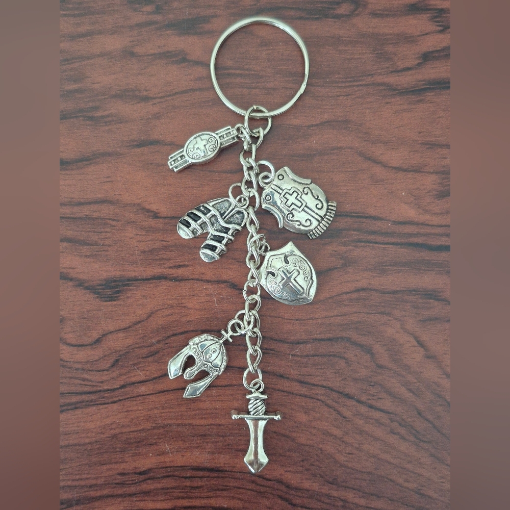 🪻3/$25 Armor Of God Bible Themed Handmade Custom Keychain Silver